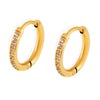 Wholesale Jewelry Titanium Steel Geometric Inlaid Zircon Earrings Pvd Goldplated Niche Design Circle Ear Buckle
