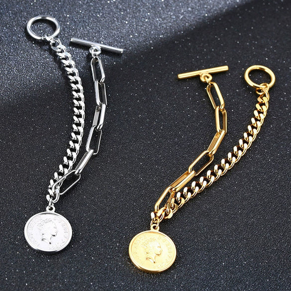 Wholesale Jewelry Titanium Steel Geometric 18K Gold Plated Electroplating Female Ins Style Bracelet