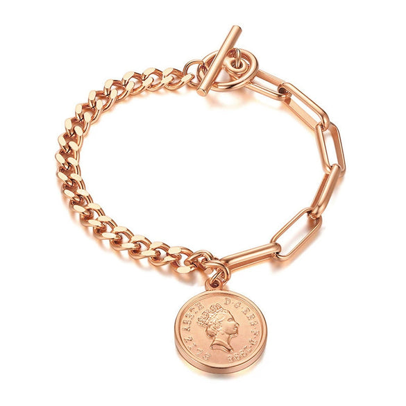 Wholesale Jewelry Titanium Steel Geometric 18K Gold Plated Electroplating Female Ins Style Bracelet