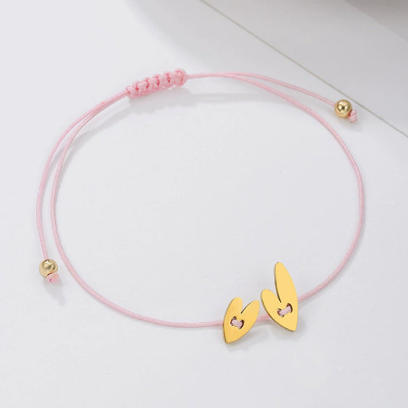 Wholesale Jewelry Titanium Steel Geometric Love Bracelet Hand Woven Red Rope For Lovers