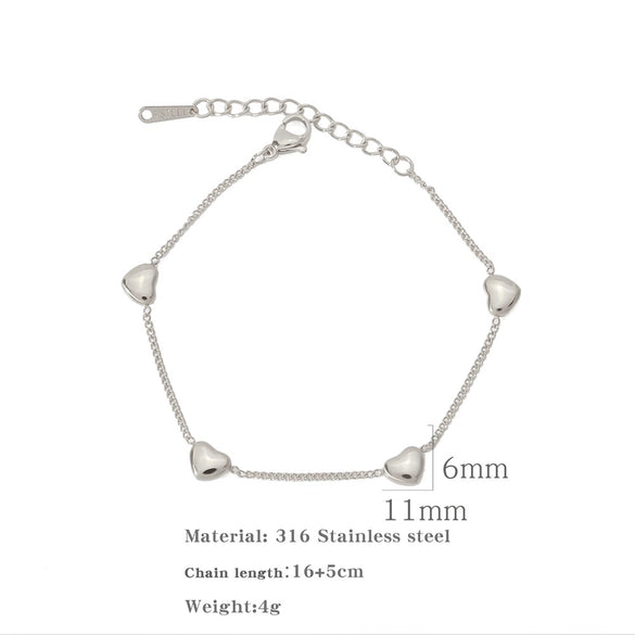 Wholesale Jewelry Titanium Steel Geometric Love Pendant Clavicle Chain Electroplated