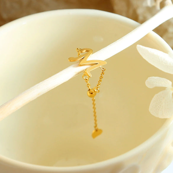 Wholesale Jewelry 316L Stainless Steel Geometric Mshaped Chain Peach Heart Finger Chain Bracelet Electroplated For Women