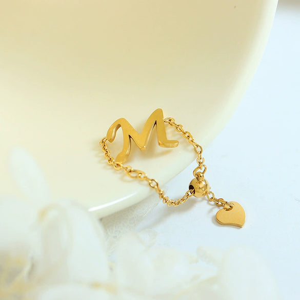 Wholesale Jewelry 316L Stainless Steel Geometric Mshaped Chain Peach Heart Finger Chain Bracelet Electroplated For Women