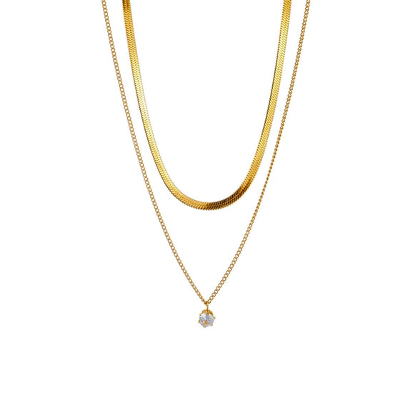 Wholesale Jewelry Titanium Steel Geometric Multilayer Chain Clavicle Necklace Electroplated For Women