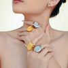 Wholesale Jewelry Titanium Steel Geometric Palm Pattern Pvd Goldplated Ring