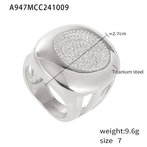 Wholesale Jewelry Titanium Steel Geometric Palm Pattern Pvd Goldplated Ring