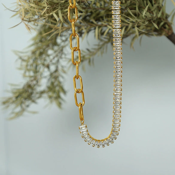 Wholesale Jewelry 316L Stainless Steel Geometric Pattern Electroplating Splicing Style Necklace Bracelet Earrings Suit