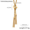 Wholesale Jewelry Titanium Steel Geometric Pattern Tassel Design Electroplated Fourpiece Set Necklace Bracelet Earrings Ring