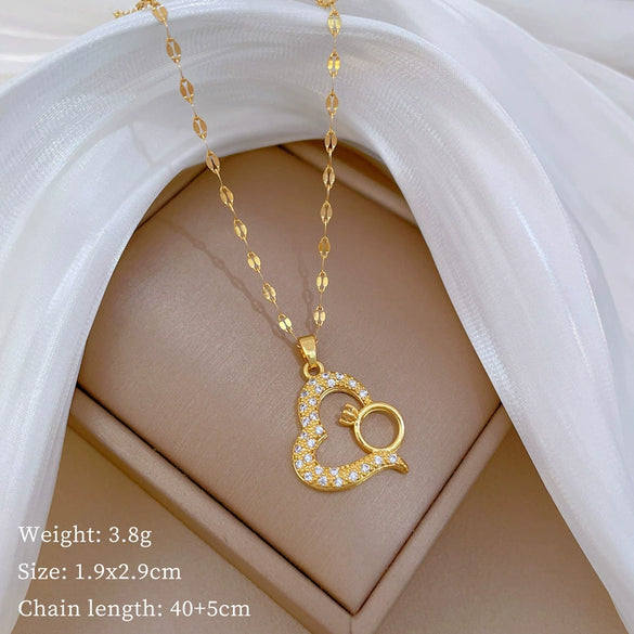 Wholesale Jewelry Titanium Steel Geometric Pendant Necklace For Women