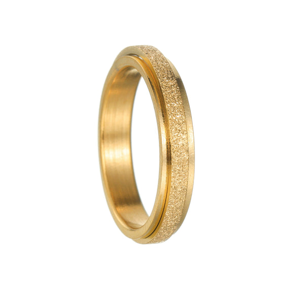 Wholesale Jewelry Titanium Steel Geometric Rotatable Couple's Frosted Ring Electroplated