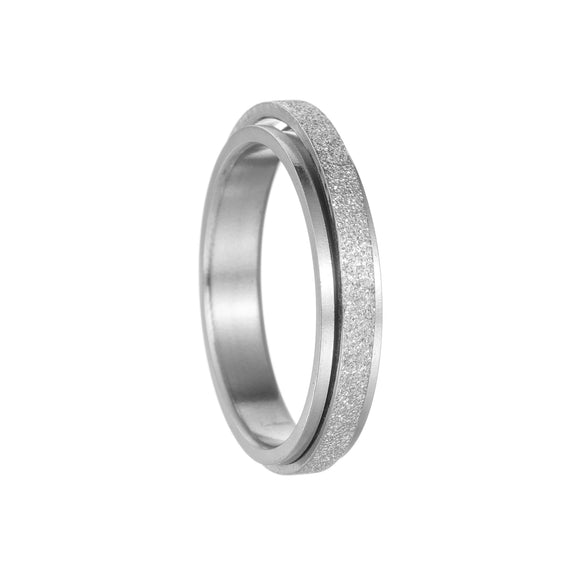 Wholesale Jewelry Titanium Steel Geometric Rotatable Couple's Frosted Ring Electroplated