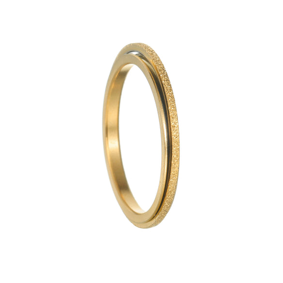 Wholesale Jewelry Titanium Steel Geometric Rotatable Couple's Frosted Ring Electroplated
