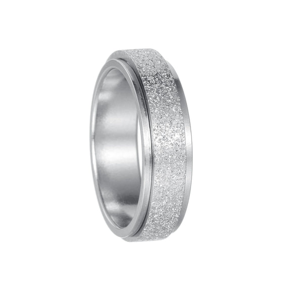Wholesale Jewelry Titanium Steel Geometric Rotatable Couple's Frosted Ring Electroplated