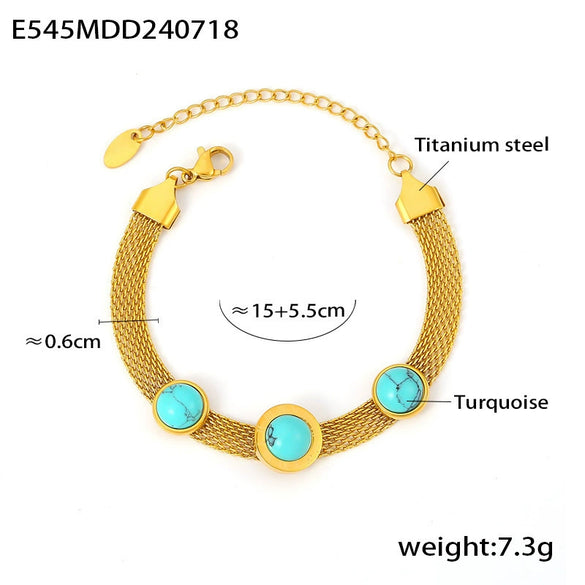 Wholesale Jewelry 316L Stainless Steel Geometric Round Bracelet Electroplated 18K Gold For Women