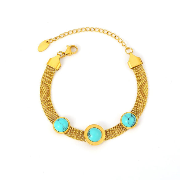 Wholesale Jewelry 316L Stainless Steel Geometric Round Bracelet Electroplated 18K Gold For Women