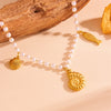 Wholesale Jewelry Titanium Steel Geometric Sea Life Shell Pearl Beach Necklace Electroplating For Women
