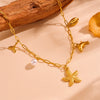 Wholesale Jewelry Titanium Steel Geometric Sea Life Shell Pearl Beach Necklace Electroplating For Women