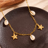 Wholesale Jewelry Titanium Steel Geometric Sea Life Shell Pearl Beach Necklace Electroplating For Women
