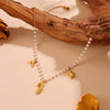 Wholesale Jewelry Titanium Steel Geometric Sea Life Shell Pearl Beach Necklace Electroplating For Women