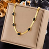 Wholesale Jewelry Titanium Steel Geometric Snake Bone Chain With Rhinestone Pendant Electroplated