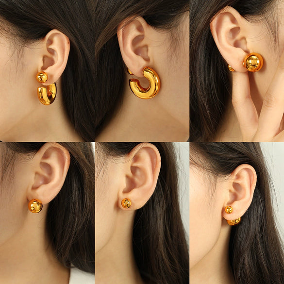 Wholesale Jewelry 316L Stainless Steel Geometric Spherical Electroplating Light Luxury Elegant Women's Jewelry