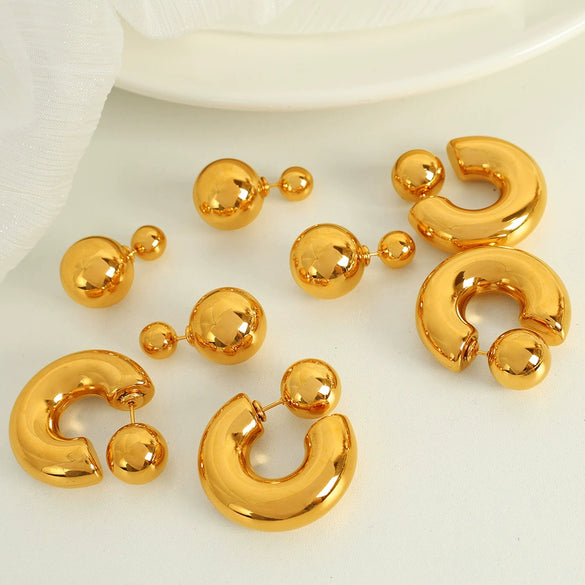 Wholesale Jewelry 316L Stainless Steel Geometric Spherical Electroplating Light Luxury Elegant Women's Jewelry