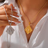 Wholesale Jewelry 316L Stainless Steel Geometric Square Pendant Twist Chain British Retro Design