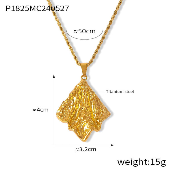 Wholesale Jewelry 316L Stainless Steel Geometric Square Pendant Twist Chain British Retro Design