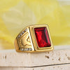 Wholesale Jewelry Titanium Steel Geometric Square Stone Ring For Men Punk Style Polishing