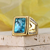 Wholesale Jewelry Titanium Steel Geometric Square Stone Ring For Men Punk Style Polishing