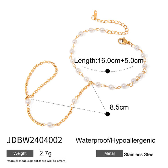 Wholesale Jewelry Titanium Steel Geometric Style String Of Pearls Bracelet With Electroplating