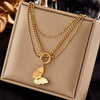 Wholesale Jewelry Titanium Steel Geometric Three Dimensional Butterfly Pendant Multi Layer Chain Necklace For Women With Electroplating