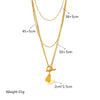 Wholesale Jewelry Titanium Steel Geometric Three Dimensional Butterfly Pendant Multi Layer Chain Necklace For Women With Electroplating