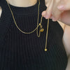 Wholesale Jewelry Titanium Steel Geometric Tiger's Eye Stone Snake Bone Chain Necklace For Women
