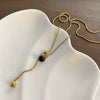 Wholesale Jewelry Titanium Steel Geometric Tiger's Eye Stone Snake Bone Chain Necklace For Women