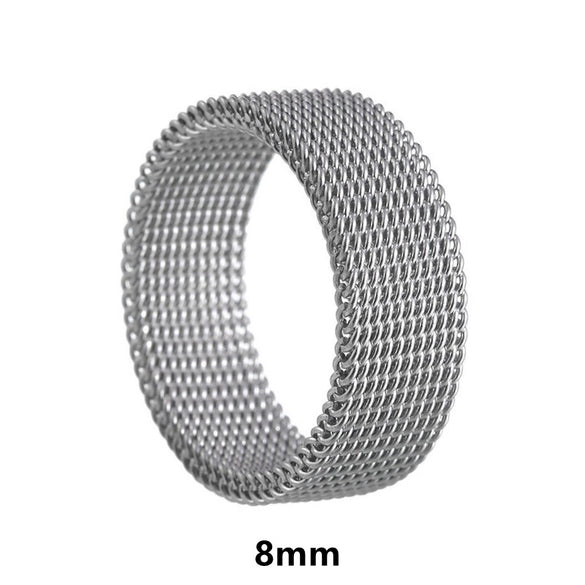 Wholesale Jewelry Titanium Steel Geometric Woven Mesh Deformation Ring Electroplated