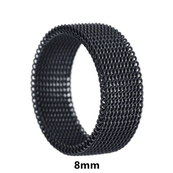 Wholesale Jewelry Titanium Steel Geometric Woven Mesh Deformation Ring Electroplated