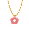 Wholesale Jewelry 316L Stainless Steel Gold Plated Chain With Flower Resin Pendant Fresh Simple Style For Women