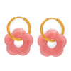 Wholesale Jewelry 316L Stainless Steel Gold Plated Chain With Flower Resin Pendant Fresh Simple Style For Women