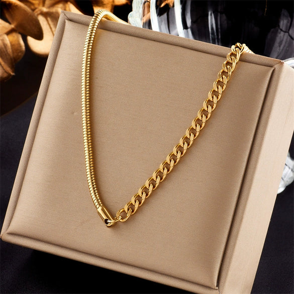 Wholesale Jewelry Titanium Steel Gold Plated Clavicle Chain Necklace Punk Hip Hop Fashion Design