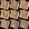 Wholesale Jewelry Titanium Steel Gold Plated Clavicle Chain Necklace Punk Hip Hop Fashion Design