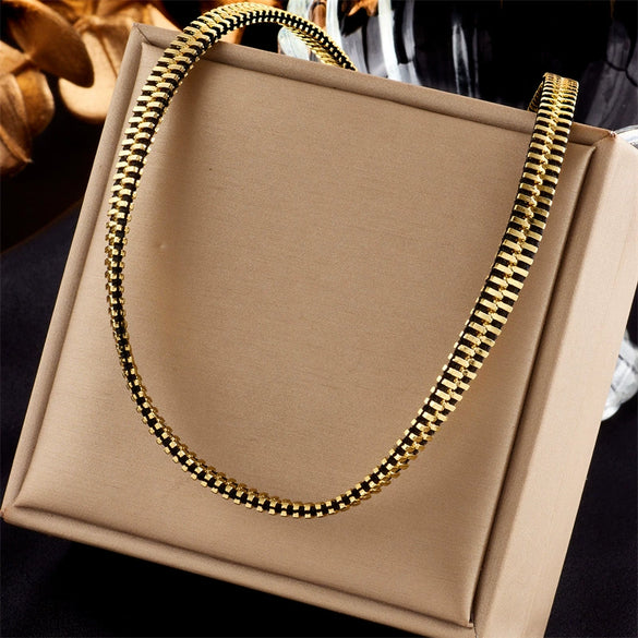 Wholesale Jewelry Titanium Steel Gold Plated Clavicle Chain Necklace Punk Hip Hop Fashion Design