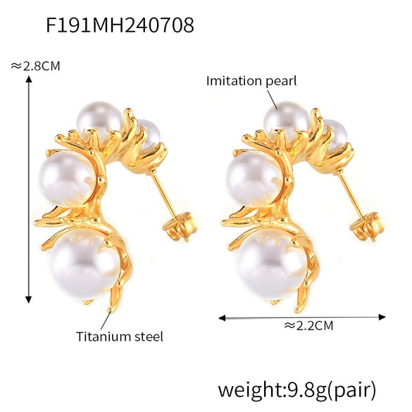 Wholesale Jewelry 316L Stainless Steel Gold Plated Geometric Cshaped Earrings For Women