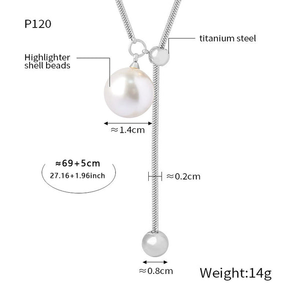 Wholesale Jewelry 316L Stainless Steel Gold Plated Geometric Round Bead Tassel Pendant Necklace For Women