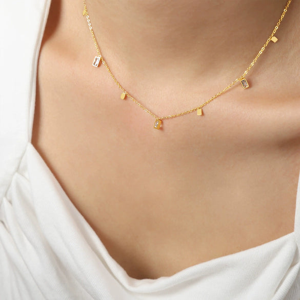 Wholesale Jewelry 316L Stainless Steel Gold Plated Geometric Square Pendant Necklace For Women