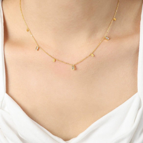 Wholesale Jewelry 316L Stainless Steel Gold Plated Geometric Square Pendant Necklace For Women
