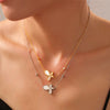 Wholesale Jewelry 316L Stainless Steel Gold Plated Inlaid White Shell Butterfly Pendant Unisex Set