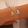 Wholesale Jewelry 316L Stainless Steel Gold Plated Inlaid White Shell Butterfly Pendant Unisex Set