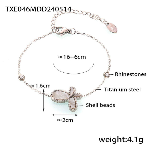Wholesale Jewelry 316L Stainless Steel Gold Plated Inlaid White Shell Butterfly Pendant Unisex Set