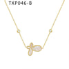 Wholesale Jewelry 316L Stainless Steel Gold Plated Inlaid White Shell Butterfly Pendant Unisex Set
